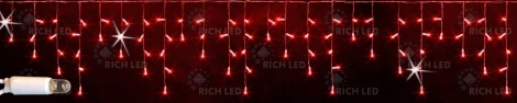 Гирлянда светодиодная Бахрома красная с мерцанием 220B, 112 LED, провод черный, IP65 RL-i3*0.5F-CB/R Rich LED