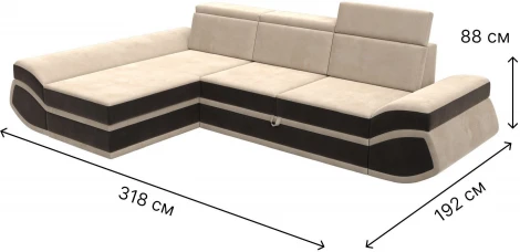 Диван угловой Лига-032 левый угол (Бежевый,Коричневый/Велюр) Лига Диванов арт.121643L