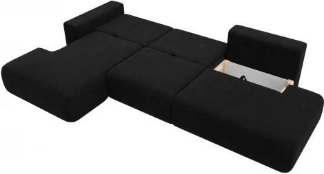 Диван угловой Лига-036 НПБ Модерн Лонг левый угол (Черный/Микровельвет) Лига Диванов арт.121416L