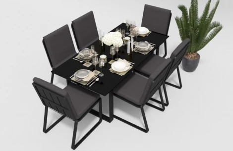 Стол Gardenini Voglie (Алюминий,Закаленное стекло/Темно-серый,Черный) TVGL.010018.T1