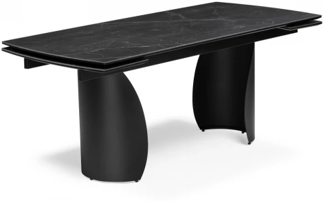 Керамический стол Woodville Готланд 160(220)х90х79 черный мрамор / черный 553536