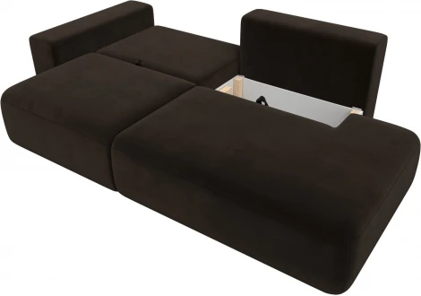 Диван прямой Лига-036 НПБ Модерн подлокотник слева (Коричневый/Микровельвет) Лига Диванов арт.121332L