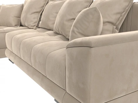 Диван угловой НордСтар левый угол (Бежевый/Велюр) Лига Диванов арт.121105L