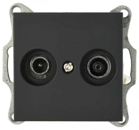 ТВ-розетка оконечная + акустическая (черный матовый) Jasmart G-Classic G6204PB