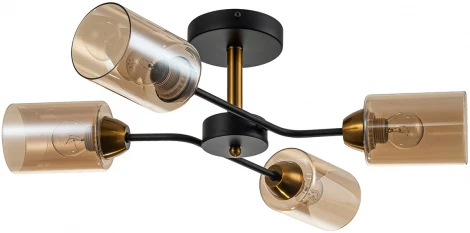 Потолочная люстра на штанге Escada Vertigo 1131/4P Black/Gold 4x60Вт E27, металл/стекло, черный/золото (220V)