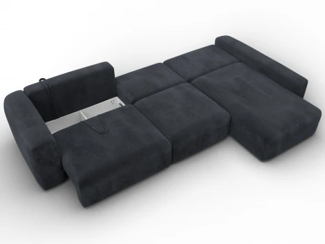 Диван угловой Лига-066 НПБ Лонг угол правый (ЛДСП,Фанера,Брус,Велюр/Темно-серый) Лига Диванов 131229