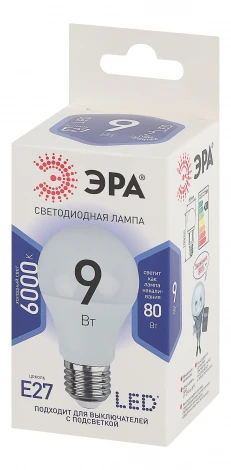 Лампочка светодиодная E27 9W ЭРА LED A60-9W-860-E27
