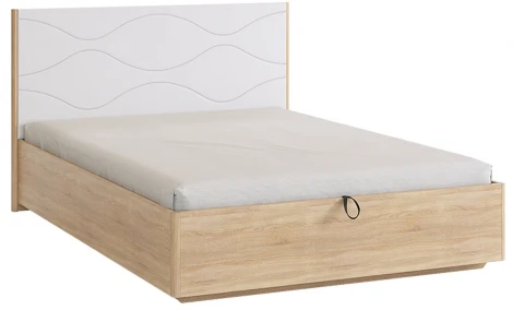 Зара Кровать с подъемным механизмом Люкс 140х200 см, цвет дуб сонома/белый Mebelson (арт.SMZ-07.1623)