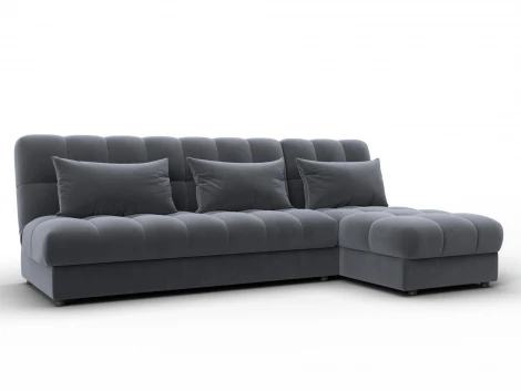 Диван угловой Лига-116 НПБ угол правый (ДСП,ЛДСП,Велюр/Серый) Лига Диванов 136954