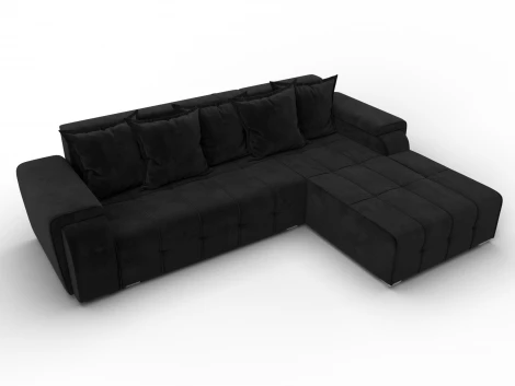 Диван угловой Лига-121 правый угол (ДСП,Брус,Велюр/Черный) Лига Диванов 137350