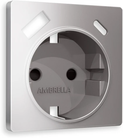 Лицевая панель Ambrella Volt ALFA (Сталь матовый) для электрической розетки с заземлением со шторками 2USB A+C QUANT AP5100