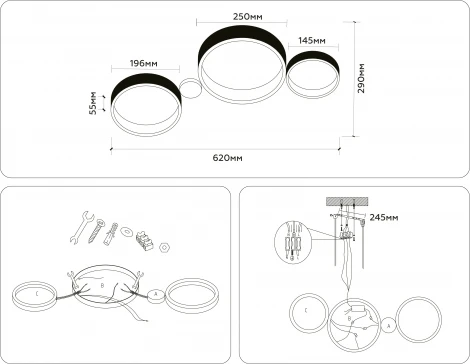 Настенно-потолочный светодиодный светильник с пультом Ambrella Comfort FL4812 (регулировка яркости, 220V, кольцо)