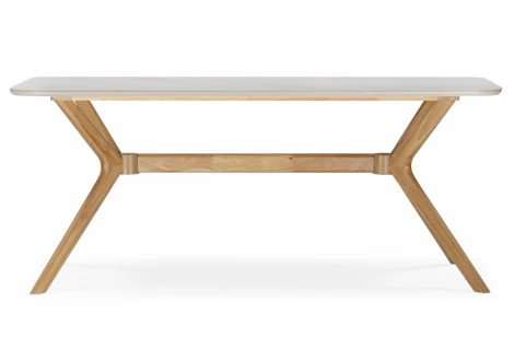 Кухонный стол Woodville Unika 180x80 белый спеченный камень / светлое дерево