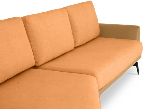 Диван Ispani угловой левый ОГОГО (арт.799387), (Экокожа,Ткань/Оранжевый)