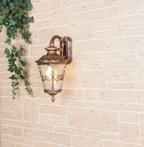 Настенный фонарь уличный Elektrostandard Diadema черное золото GLYF-8046D