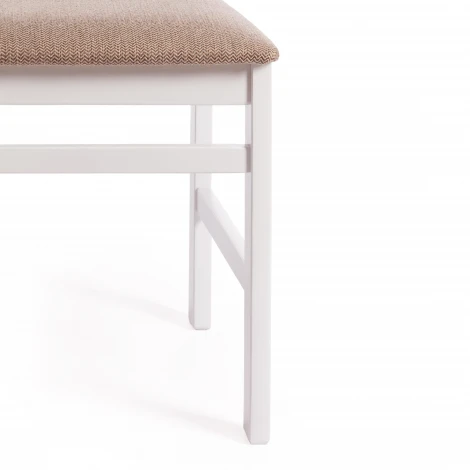 Стул SWEDEN white, ткань бежевая (Ford William 7) (Многослойная фанера)