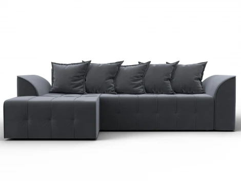 Диван угловой Лига-113 угол левый (ДСП,Велюр/Серый) Лига Диванов 136724L