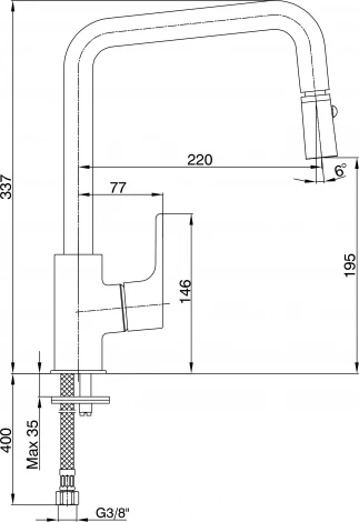 Смеситель E.C.A. Luna 102118049EX для кухонной мойки