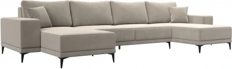 Диван П-образный Льюес (Бежевый/Микровельвет) Лига Диванов арт.122415