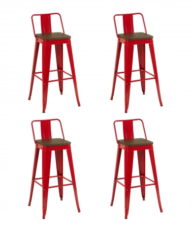 Стул барный TOLIX со спинкой красный глянцевый + темное дерево KD 4 шт. Stool Group УТ000042403