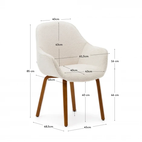 Aleli Стул из белой синели и ножками из ясеня с отделкой под орех La Forma (ex Julia Grup) арт.179266