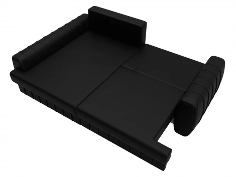 Диван угловой Лига-057 НПБ угол левый (ЛДСП,Брус,Фанера/Пластик/Экокожа/Черный) Лига Диванов 130034L