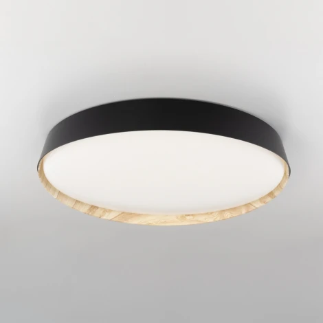 Потолочный светильник RGB круглый Citilux Bonny CL754451G Черный+Клен LED с пультом (220V, круглые)