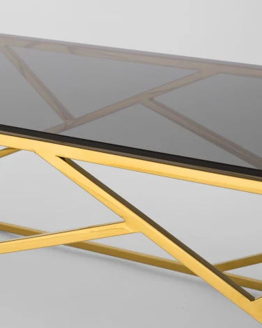 Журнальный стол Stool Group 120*60 АРТ ДЕКО стекло smoke сталь золото УТ000001967
