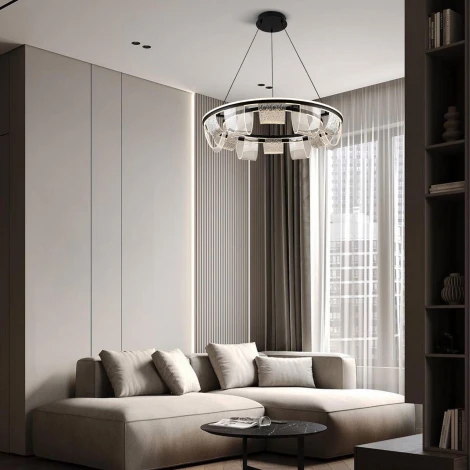 Подвесной светильник светодиодный с пультом с регулировкой цветовой температуры LED4U L7706-800 BK