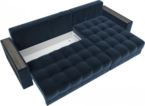 Диван угловой с декором и полкой Лига-050 НПБ Лига Диванов (Велюр) арт.128609