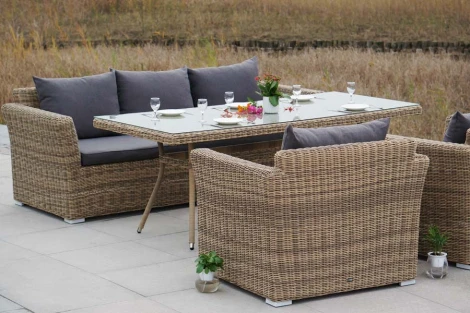 Обеденная группа из искусственного ротанга, цвет соломенный 4SIS Моккачино MS3C2T-4-SET