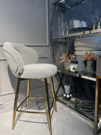 Стул барный IST-CASA Россо BS1451-WT, белый крем/золото