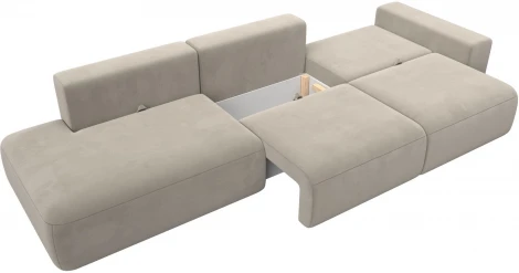 Диван прямой Лига-036 НПБ Модерн Лонг подлокотник справа (Бежевый/Микровельвет) Лига Диванов арт.121347