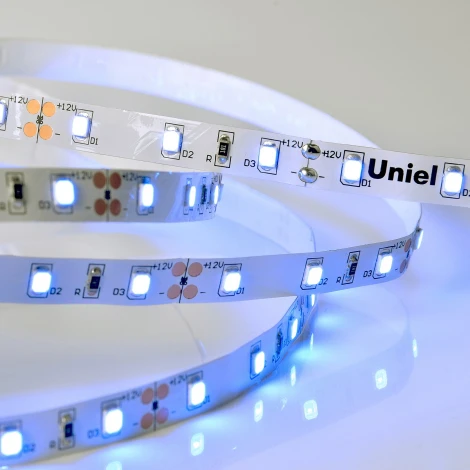 Светодиодная лента Uniel ULS-M11-2835-60LED/m-8mm-IP20-DC12V-4,8W/m-5M-BLUE PROFI катушка в герметичной упаковке