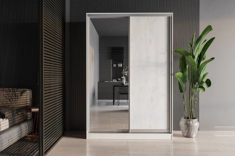 Шкаф БТС-купе Мадрид, бетон пайн/белый