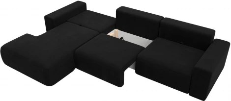 Диван угловой Лига-036 НПБ Классик Лонг левый угол (Черный/Микровельвет) Лига Диванов арт.121382L
