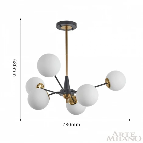 Потолочная люстра на штанге Arte Milano 279808/6 BK/GD (220V, шарики)