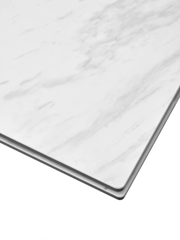 Стол BELLUNO 160 MARBLES KL-99 Белый мрамор матовый, итальянская керамика/ белый каркас