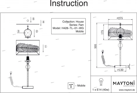 Интерьерная настольная лампа Maytoni Farn H428-TL-01-WG (220V)