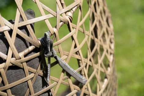 "Флоренция" подвесное кресло-кокон из искусственного ротанга, цвет соломенный с серой подушкой 4SIS арт.УТ-00006749