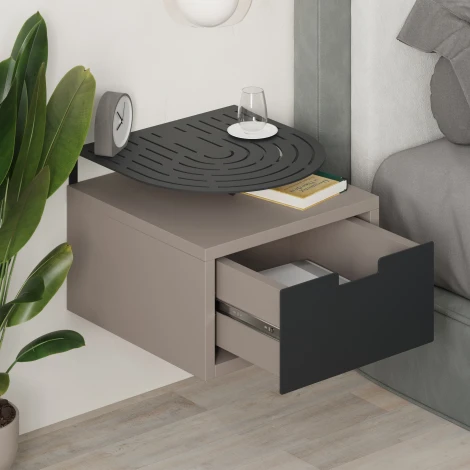 Тумба прикроватная OSLO NIGHTSTAND LEVE (ЛДСП,Металл/Черный,Бежевый) арт.LEV01136