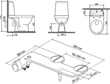 Унитаз-компакт Damixa Origin Evo 421788607SC с сиденьем микролифт, с приставкой биде