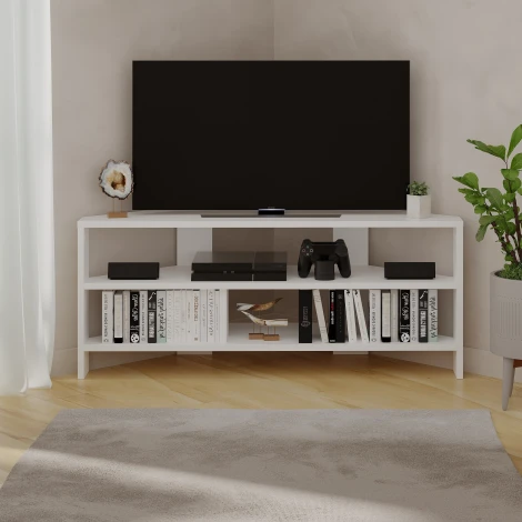 ТВ тумба THALES CORNER TV STAND (Дерево/Белый) LEVE