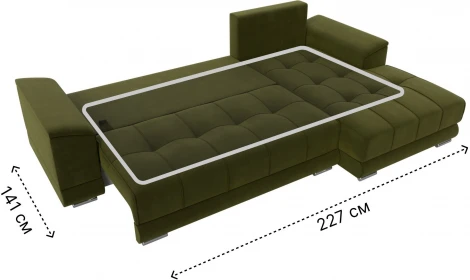 Диван угловой НордСтар правый угол (Зеленый/Микровельвет) Лига Диванов арт.121114