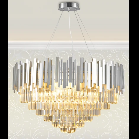 Подвесная люстра каскадная Natali Kovaltseva Vertigo 81440/12C SILVER (220V, на тросе)