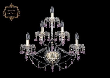 Бра Art Classic 10.24 10.24.2+2+1.200.XL.Gd.V7010 (220V, хрусталь, подвески, подсвечник, свеча)