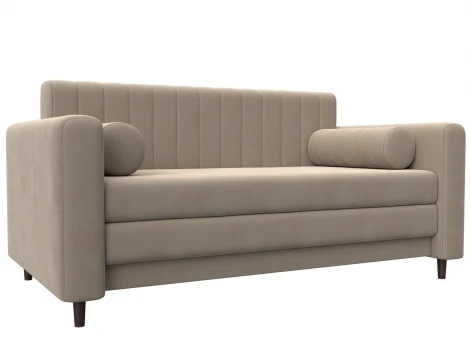 Диван прямой Лига-070 (ЛДСП,Брус,Фанера/Дерево/Велюр/Бежевый) Лига Диванов 129743