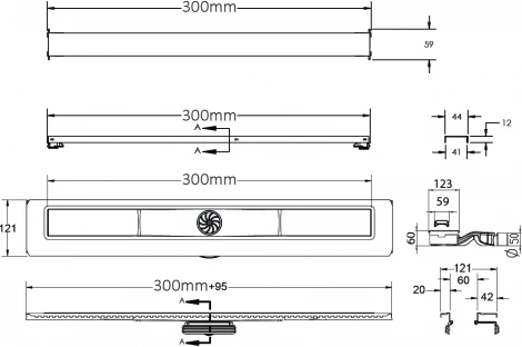 Душевой лоток Berges Wasserhaus C1 Norma 090134 30 см