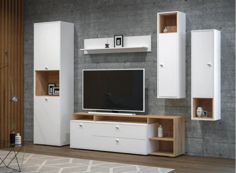 Шкаф-пенал Mobi Бэль 10.04 белый премиум / дуб золотой craft 330351