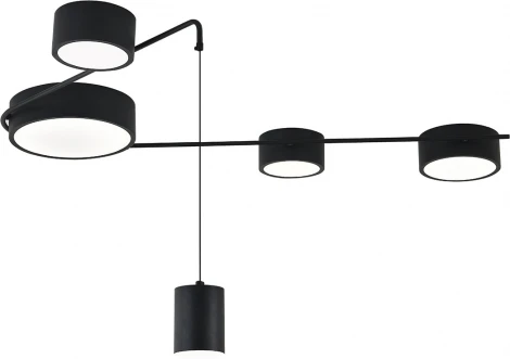 Потолочный светильник круглый (14028/5С Black) Indigo Modulo V000161L (регулировка яркости, LED, 220V, пульт управления)